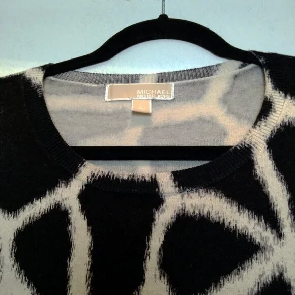 Michael Michael Kors Antalia Giraffe Print Fit & Flare Pullover Midi Dress Sz L - Picture 2 of 7